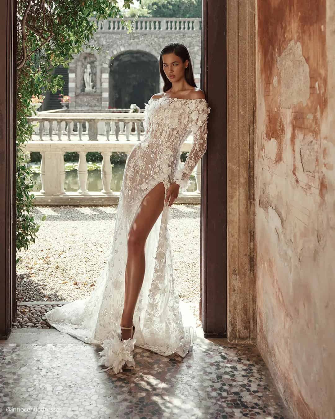 High Slits Sexy Glam Wedding Dresses