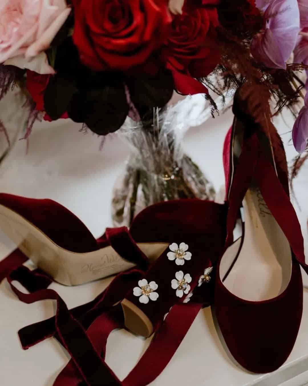 Burgundy and Crystal Wedding Shoes