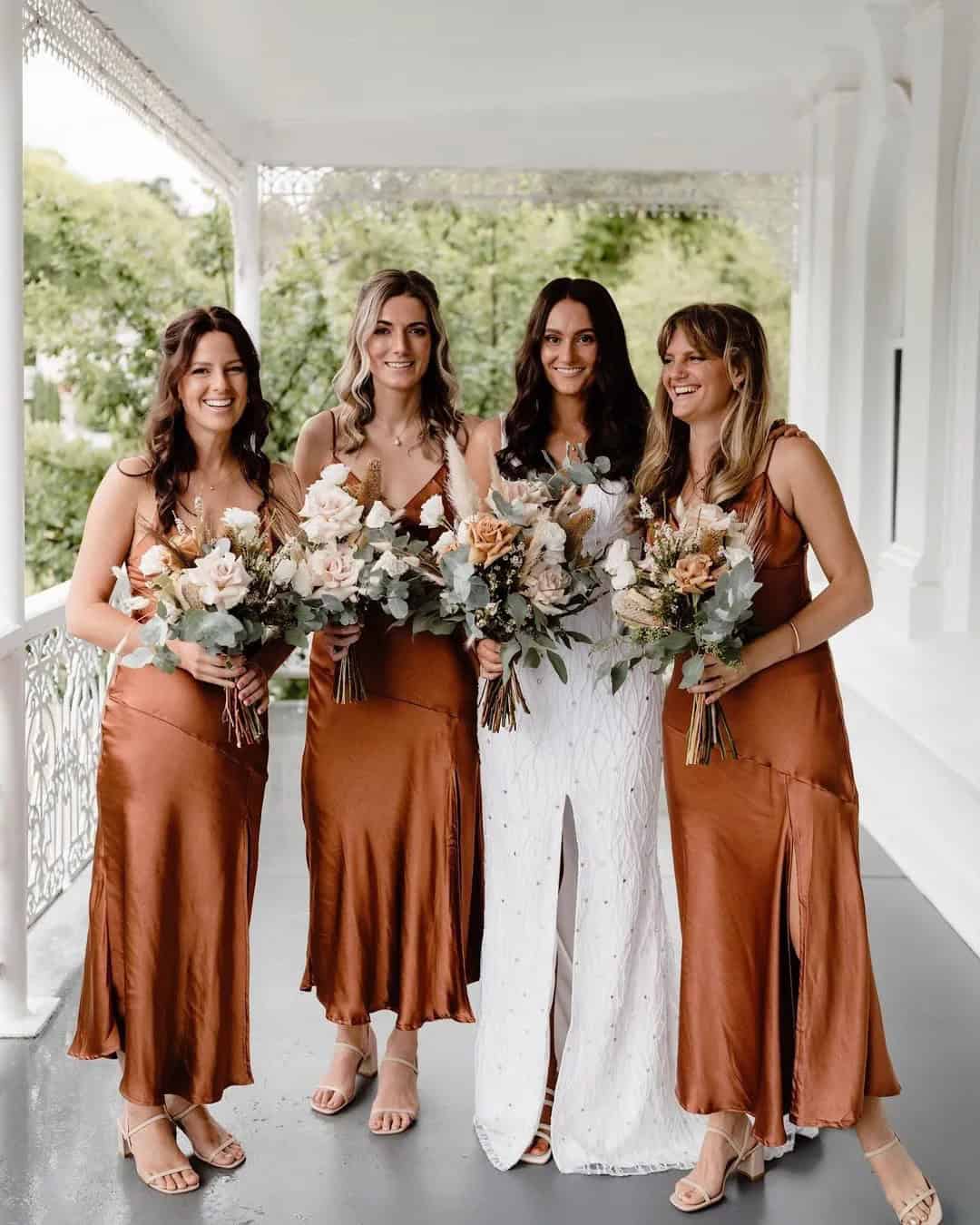 Bridesmaids’ Dresses in Terracotta