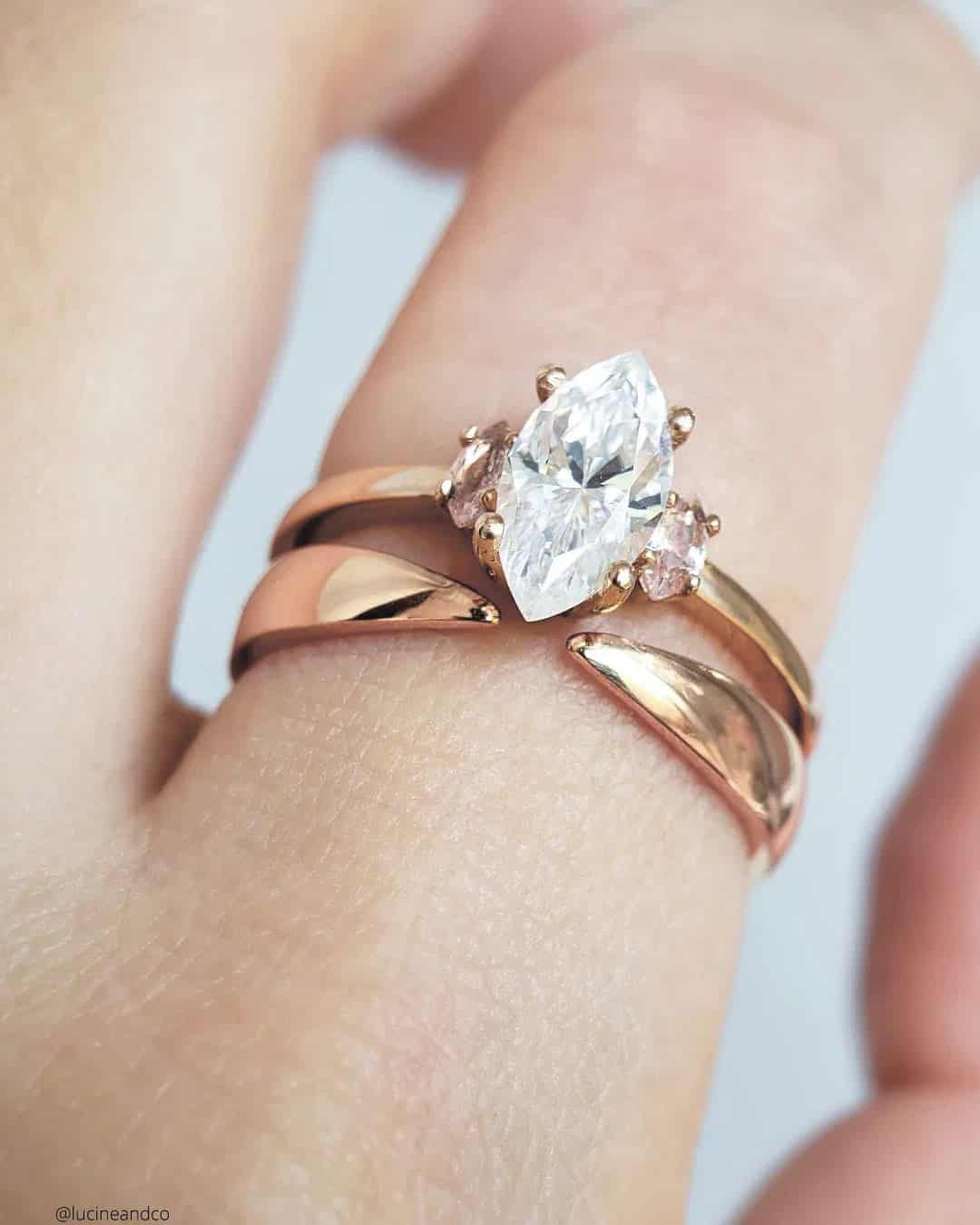 3-Stone Rose Gold Engagement Rings