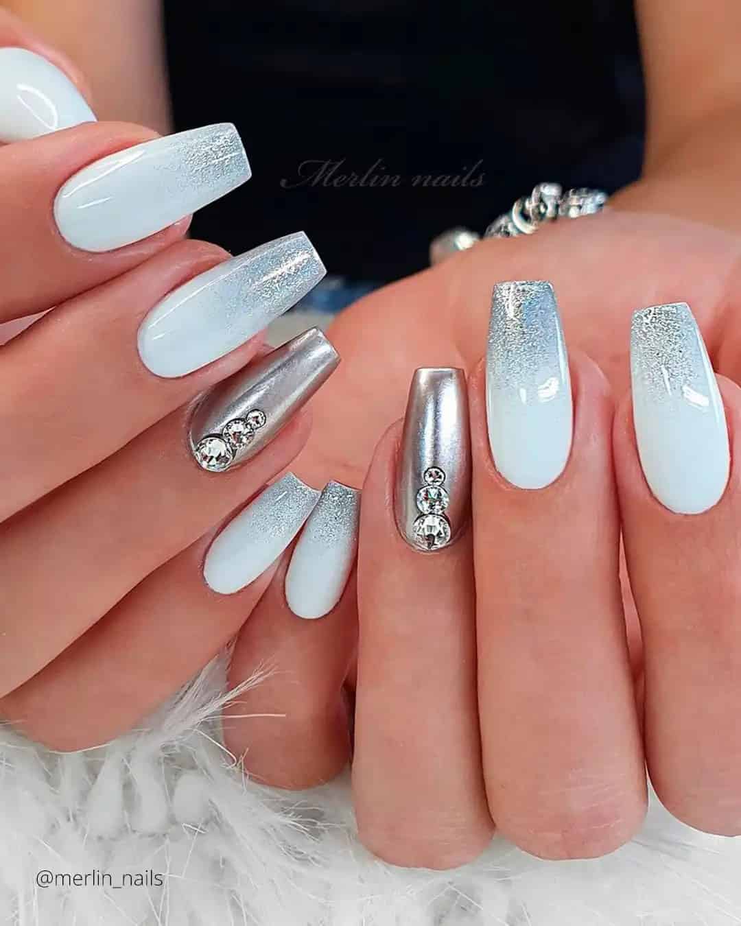 Coffin White Nail Designs