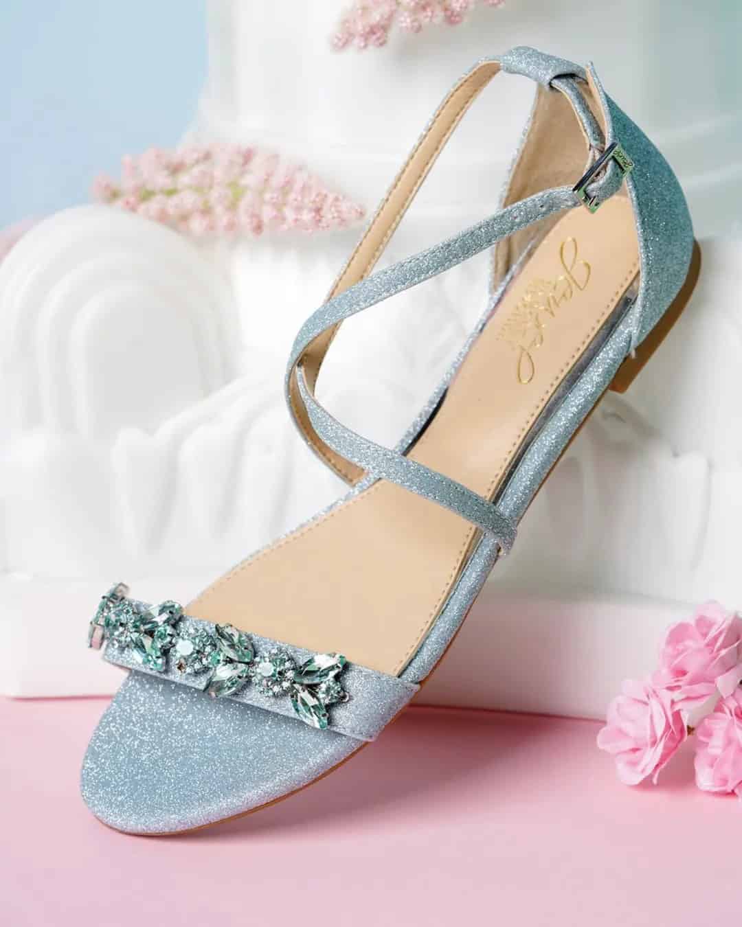 Blue Tessy Satin Sandals