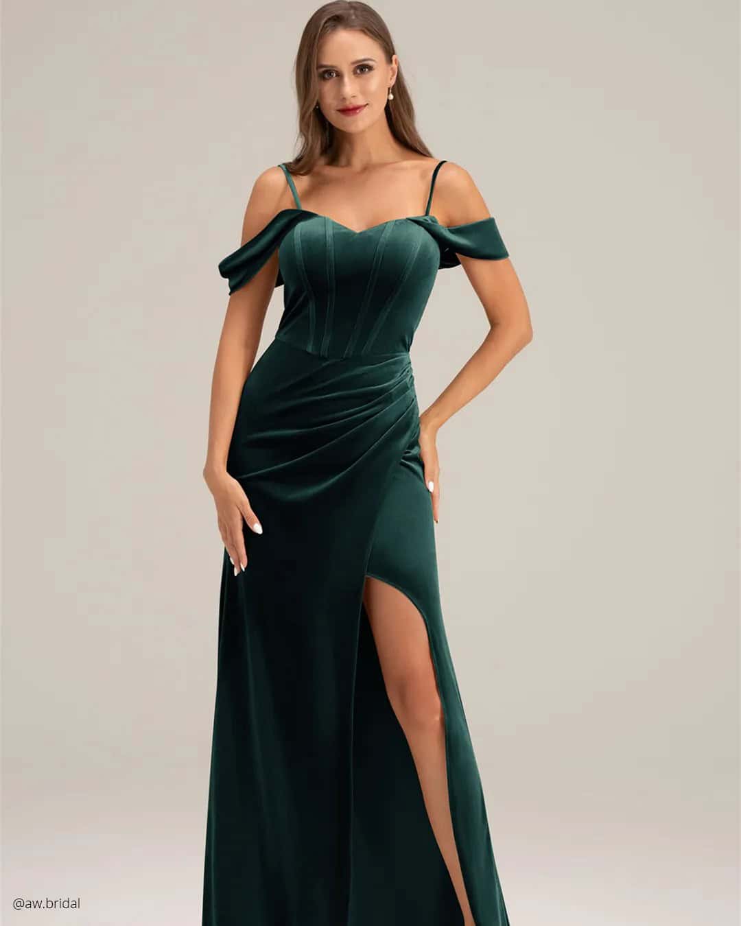 In which cases will velvet bridesmaid dress emerald green look the most perfect?