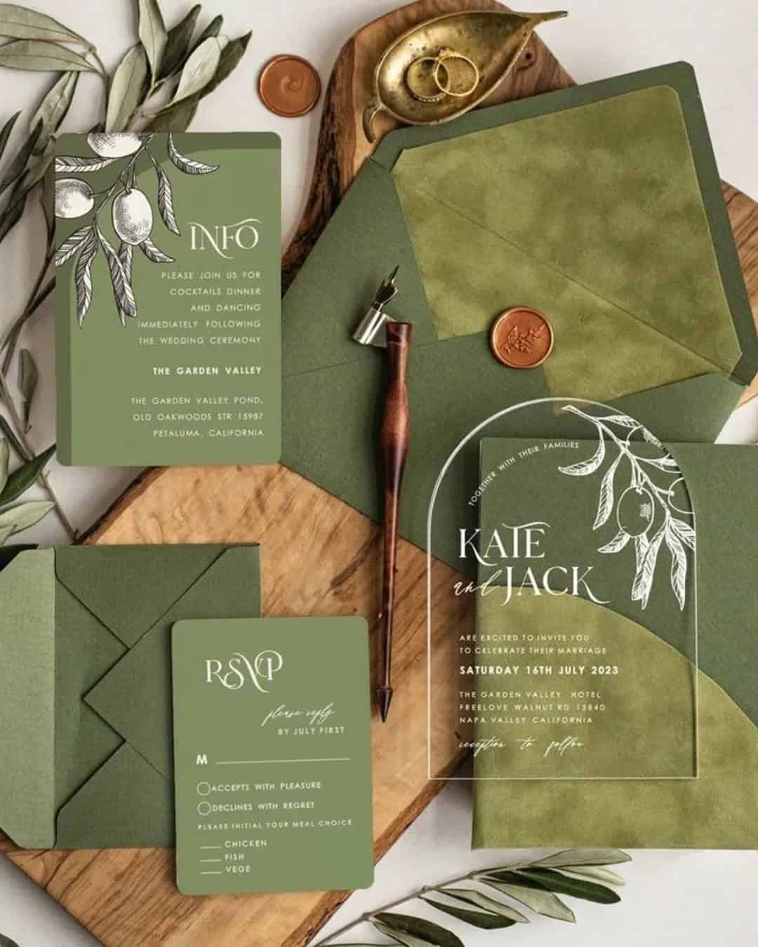 Terracotta and Sage Combination for Wedding Invitations