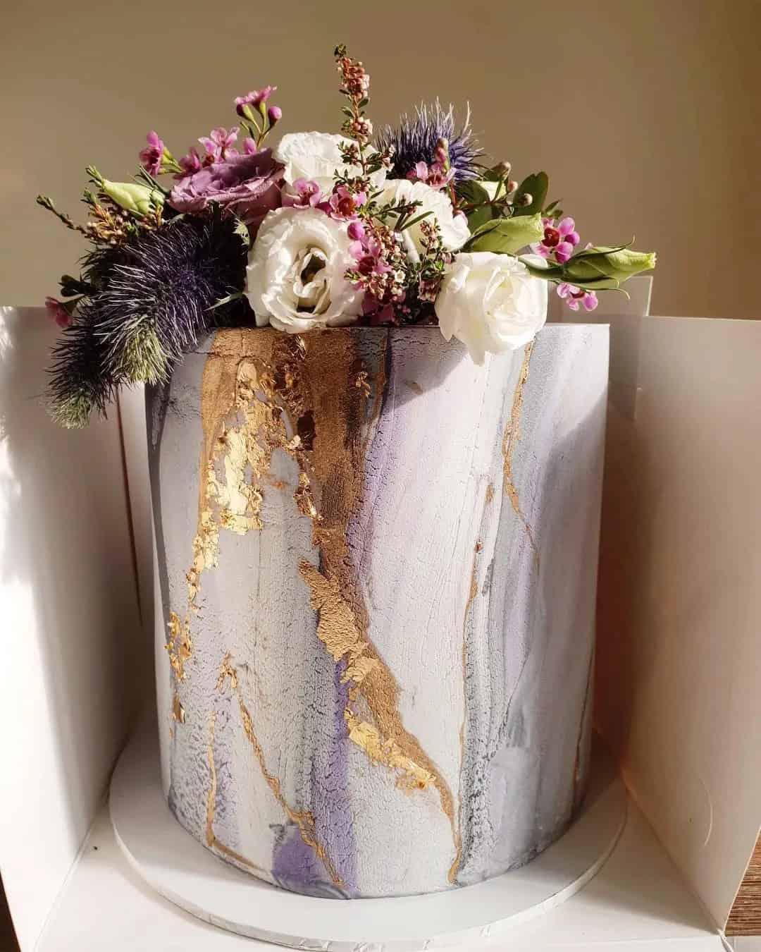 Marble Wedding Cakes With Metallic Accents