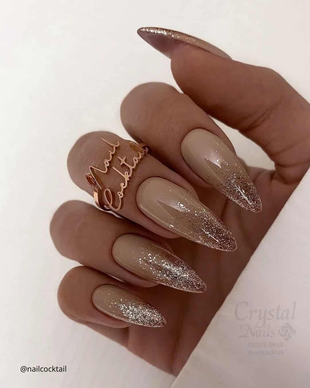 Ombre Champagne Bridal Nails