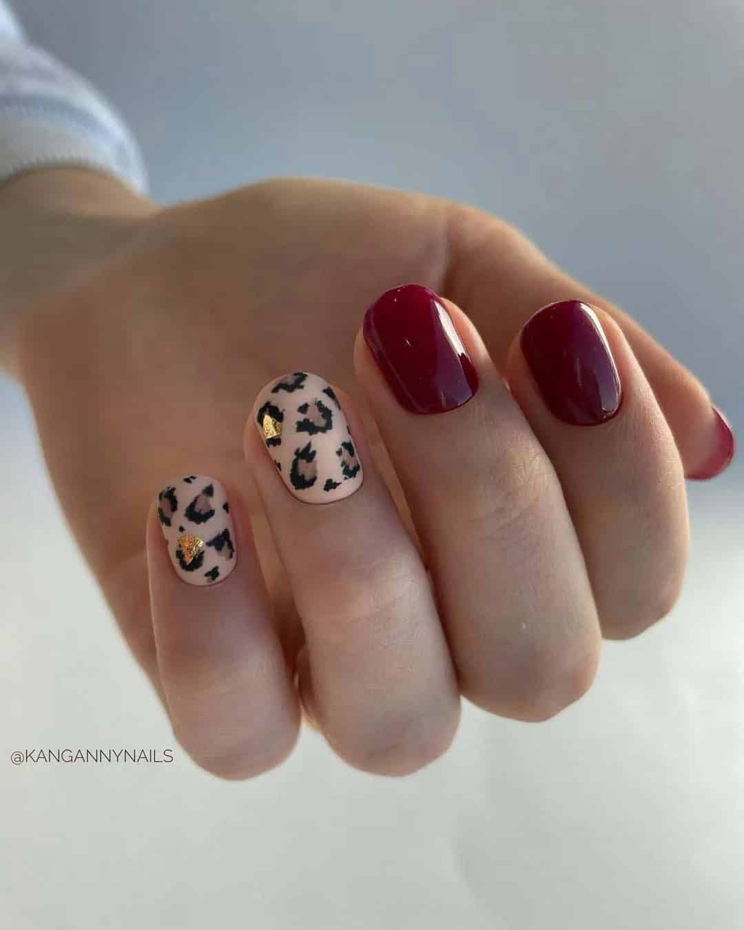 Simple Burgundy Wedding Nails