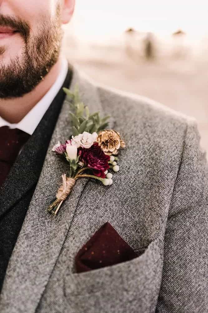 Burgundy Groom Suits