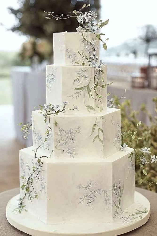 White And Greenery Wedding Cake Ideas