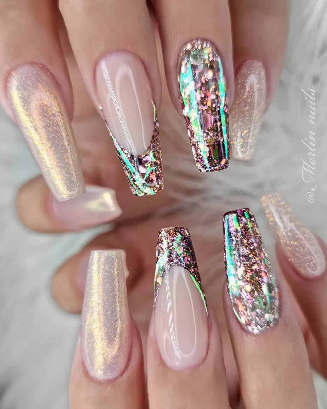 Nude Nails And Glitter