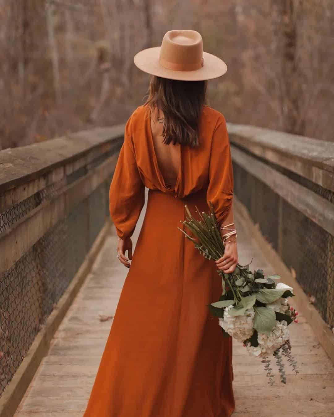 Burnt Orange Bridesmaid Dresses Long Sleeve