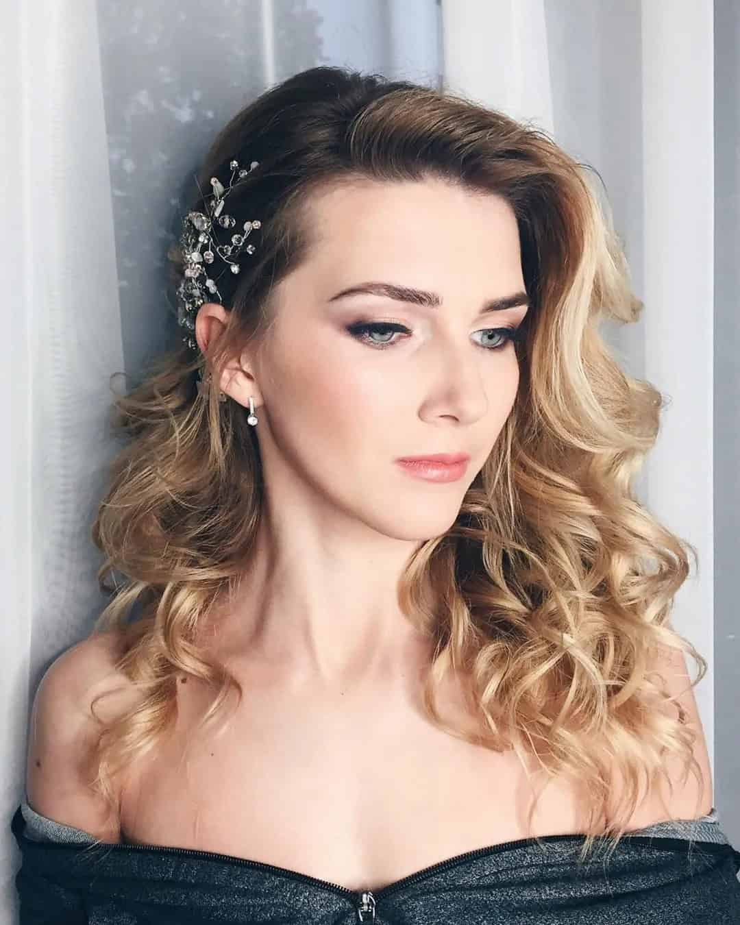 Side Swept Wedding Hair Down