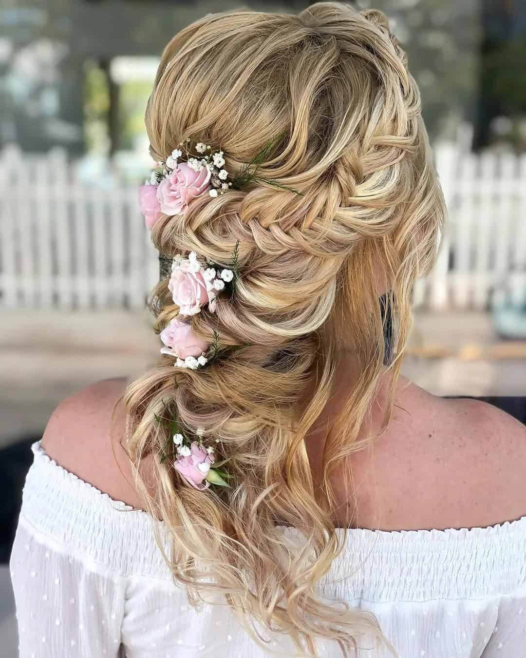 Wedding Styles With Flowers In Hair Down