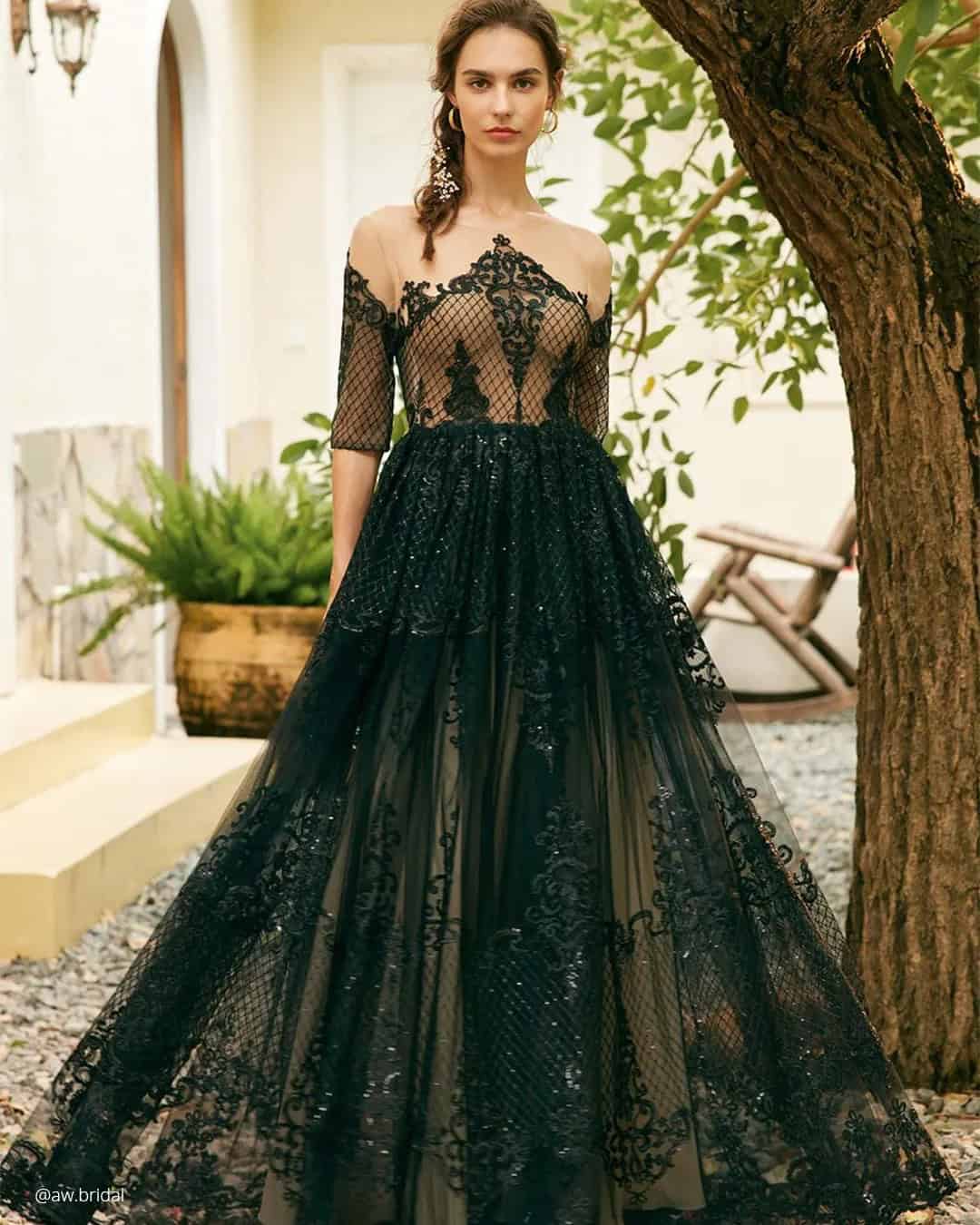 Gothic Black & White Bridal Gowns