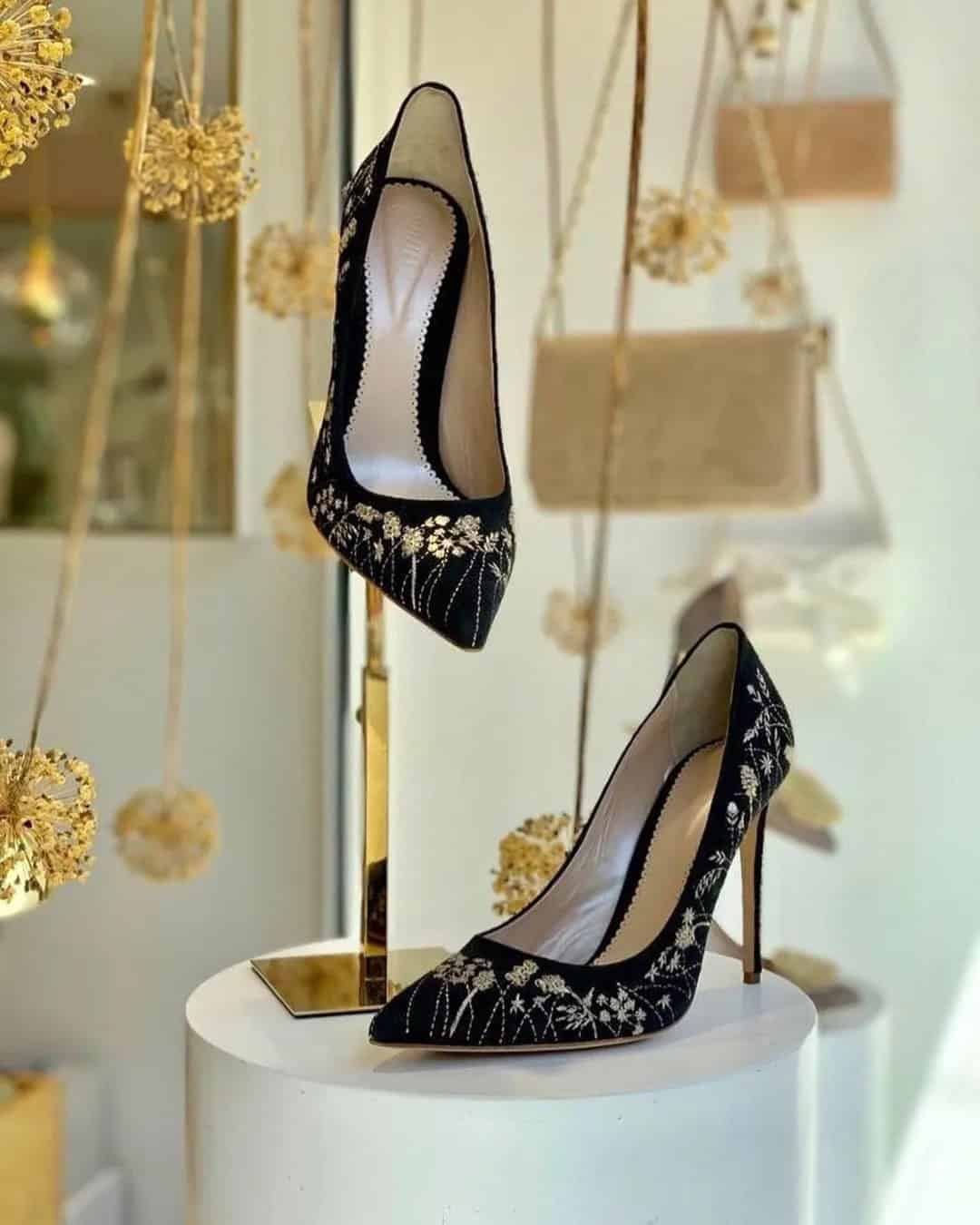 Black And Gold Bridal Heels