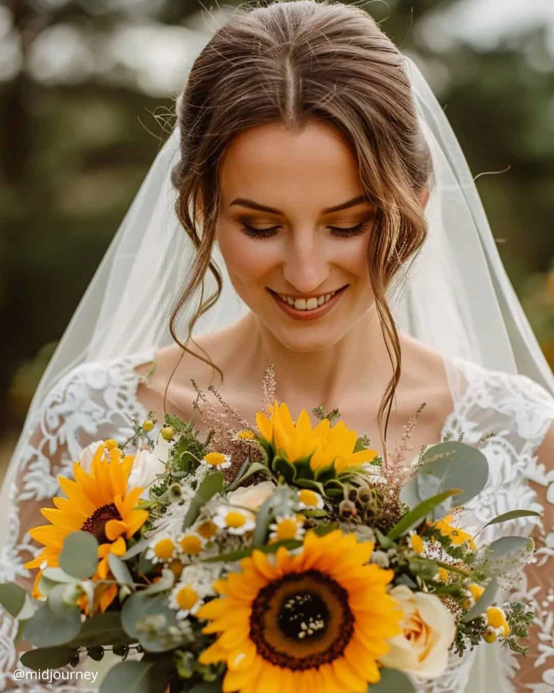 Fall Wedding Bouquets With Sunflowers