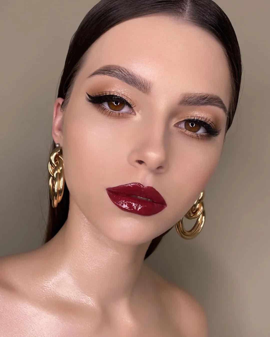 Sparkling Red Lip Wedding Makeup