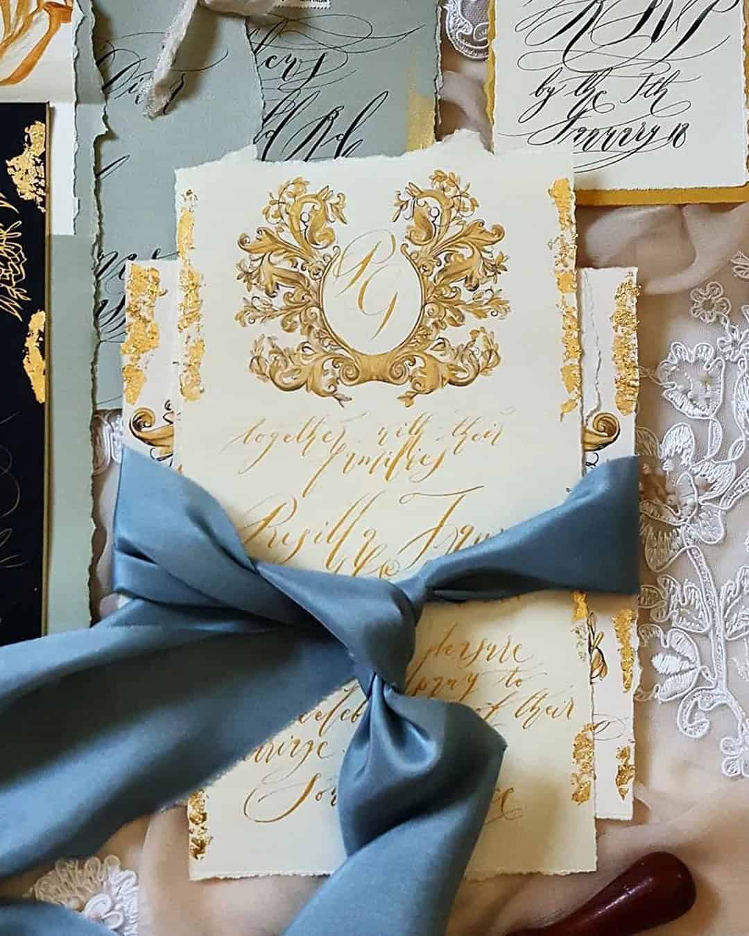 Vintage Wedding Invitations In Rust