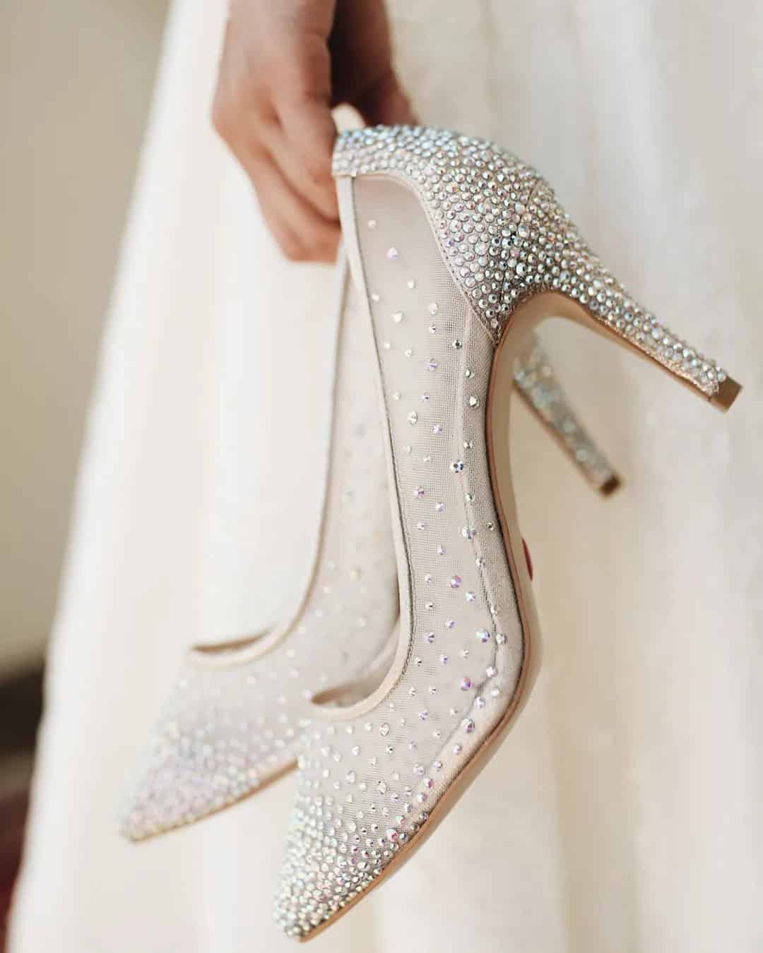 Low Heel Sparkly Wedding Shoes