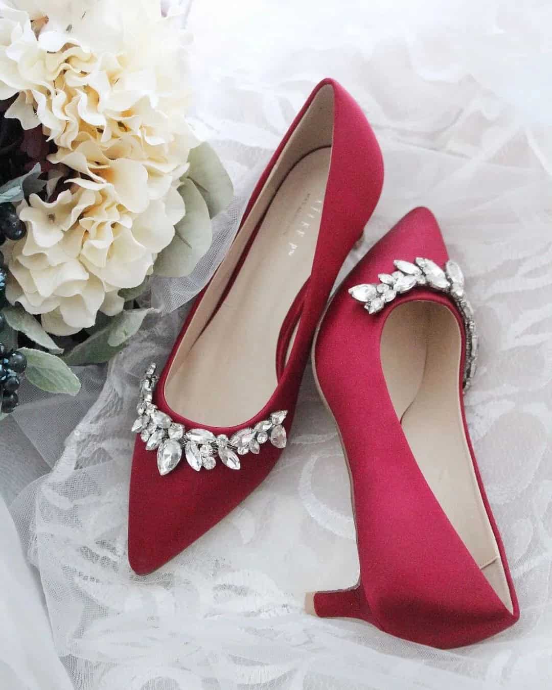 Low Heel Shoes In Red