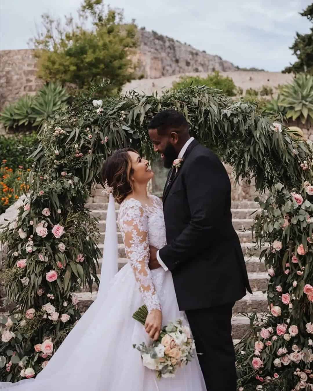 Gentle Embrace Of The Bride And Groom