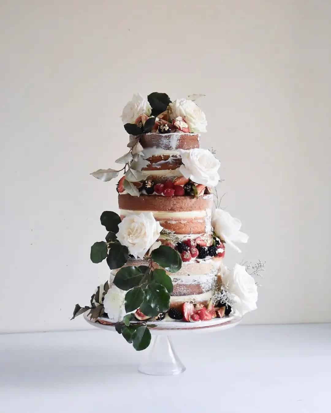 Barefaced Beauty: Naked Wedding Cakes With Flowers