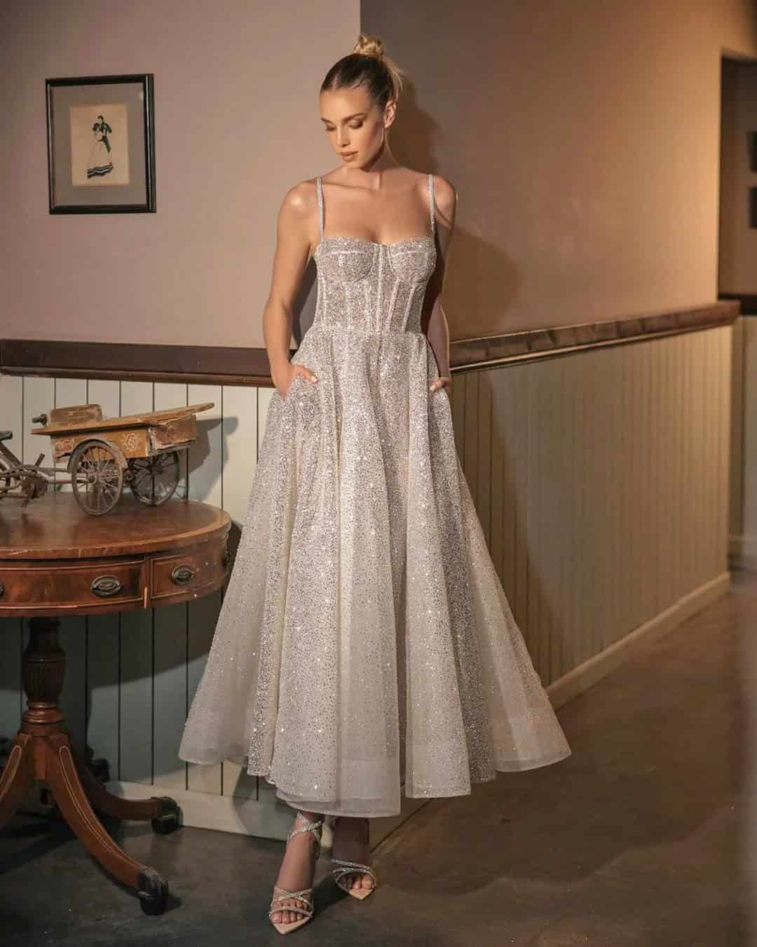 Vintage Style Tea Length Wedding Dresses