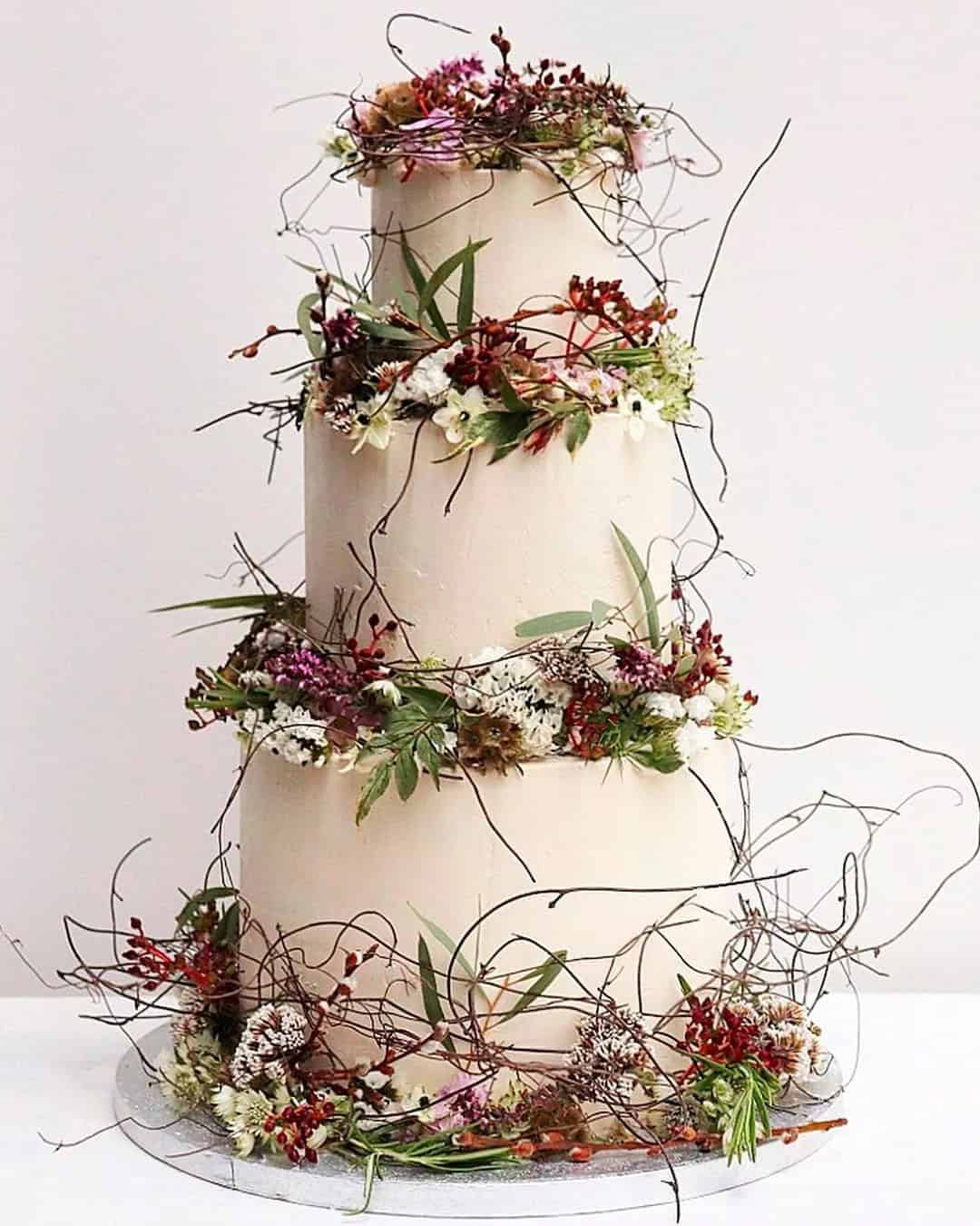 Wedding Cakes With WildFlowers Accents