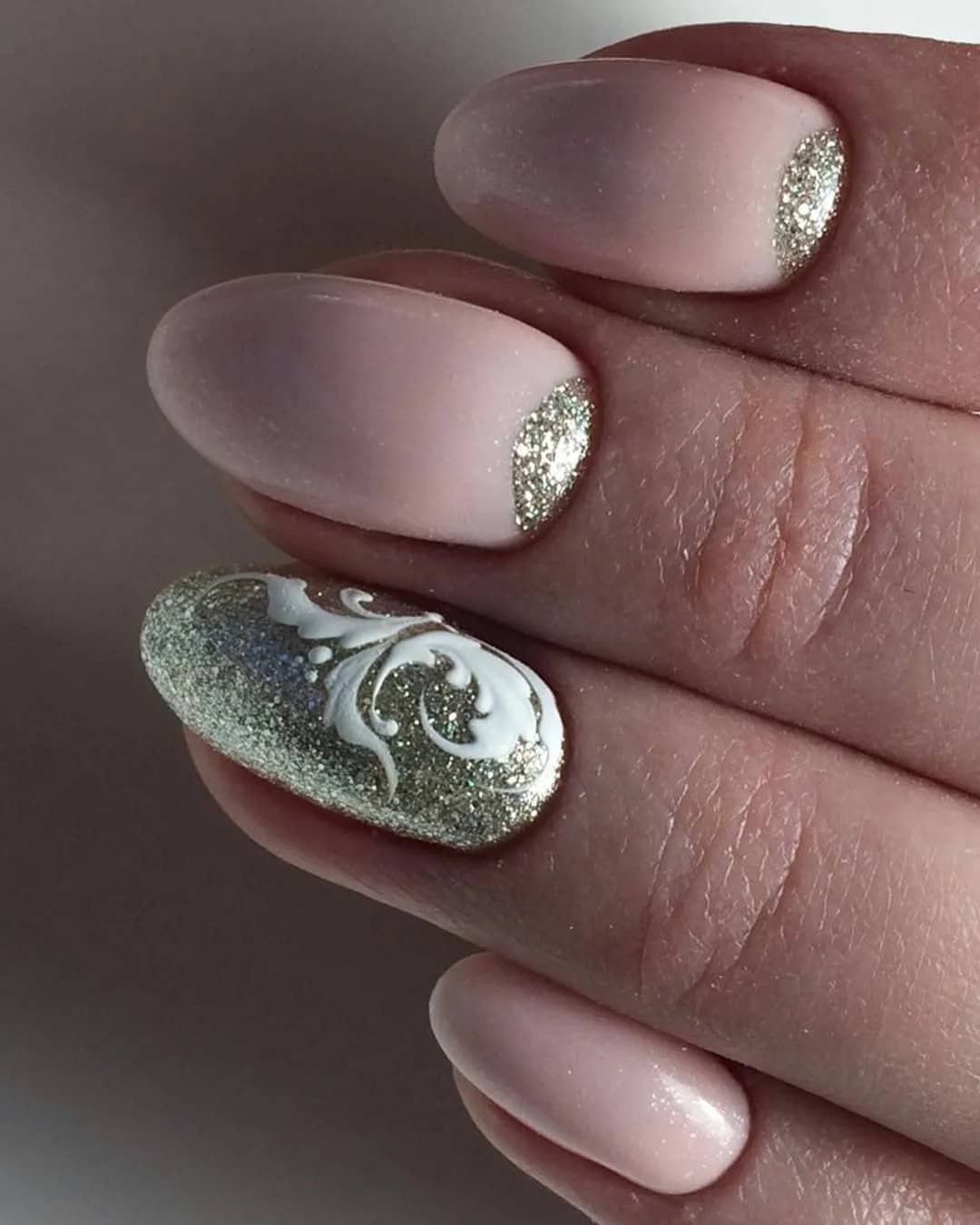 Wedding Nails with Glitter