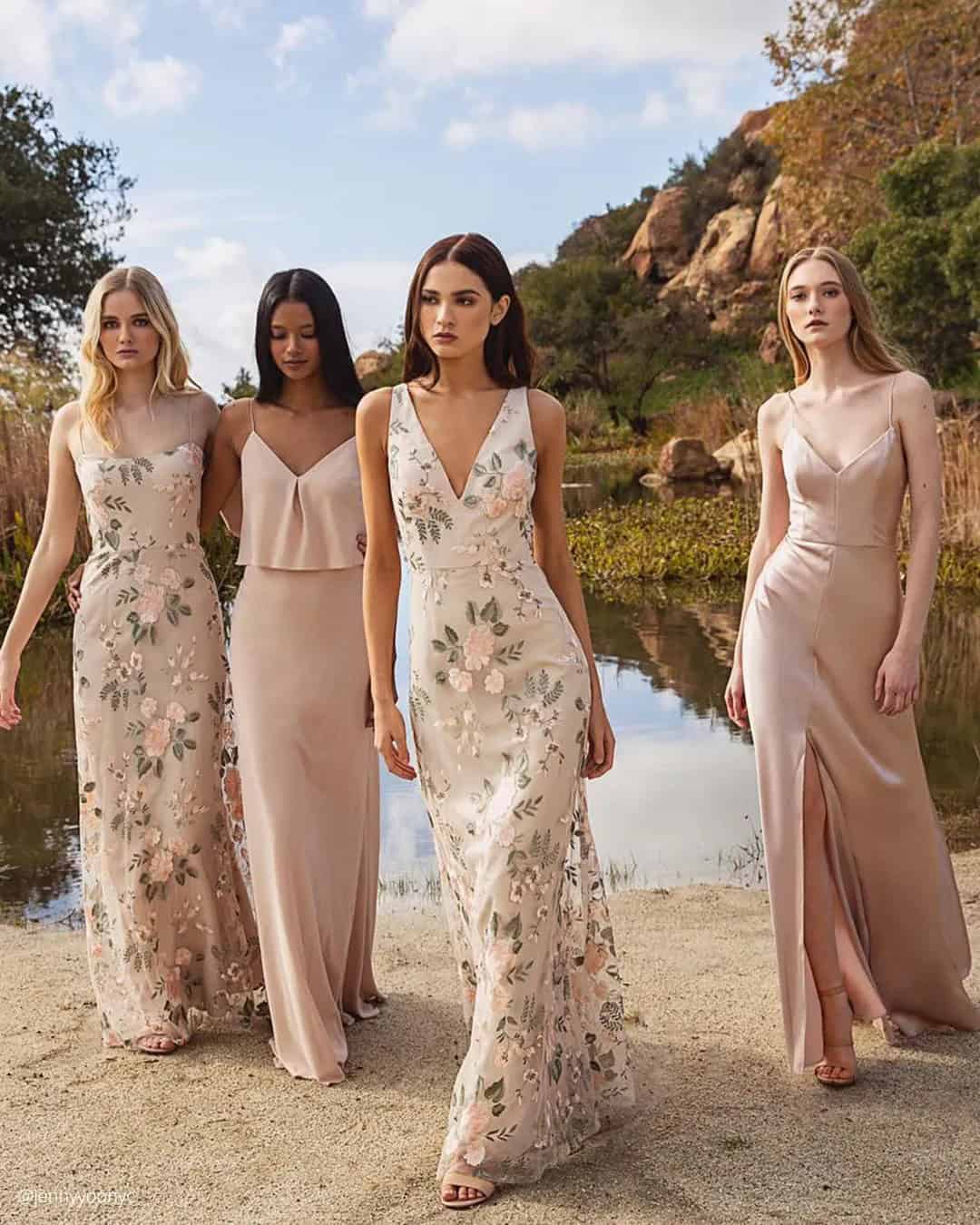 Light Pink Floral Bridesmaid Dresses