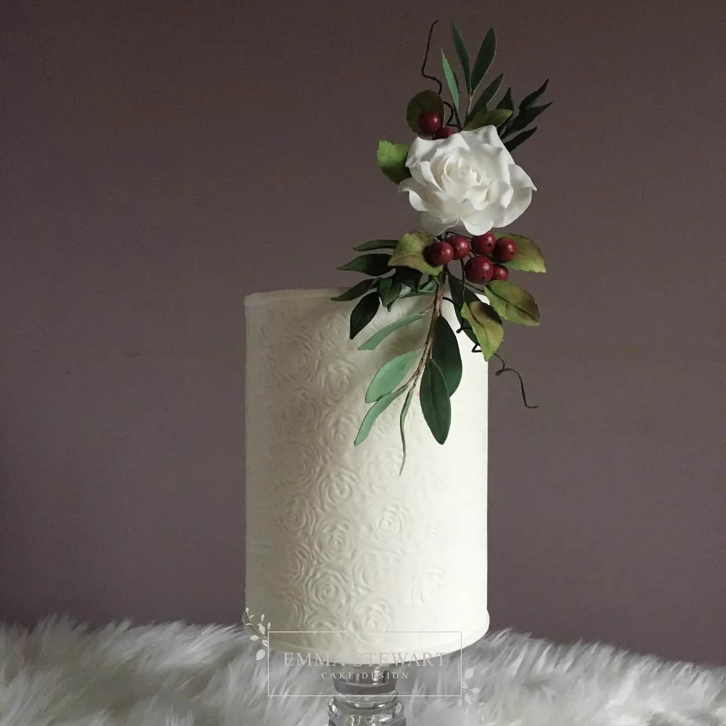 Winter Wedding Cakes with Greenery