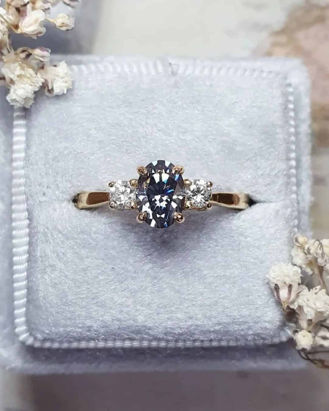 Ring With Stunning Grey Moissanite