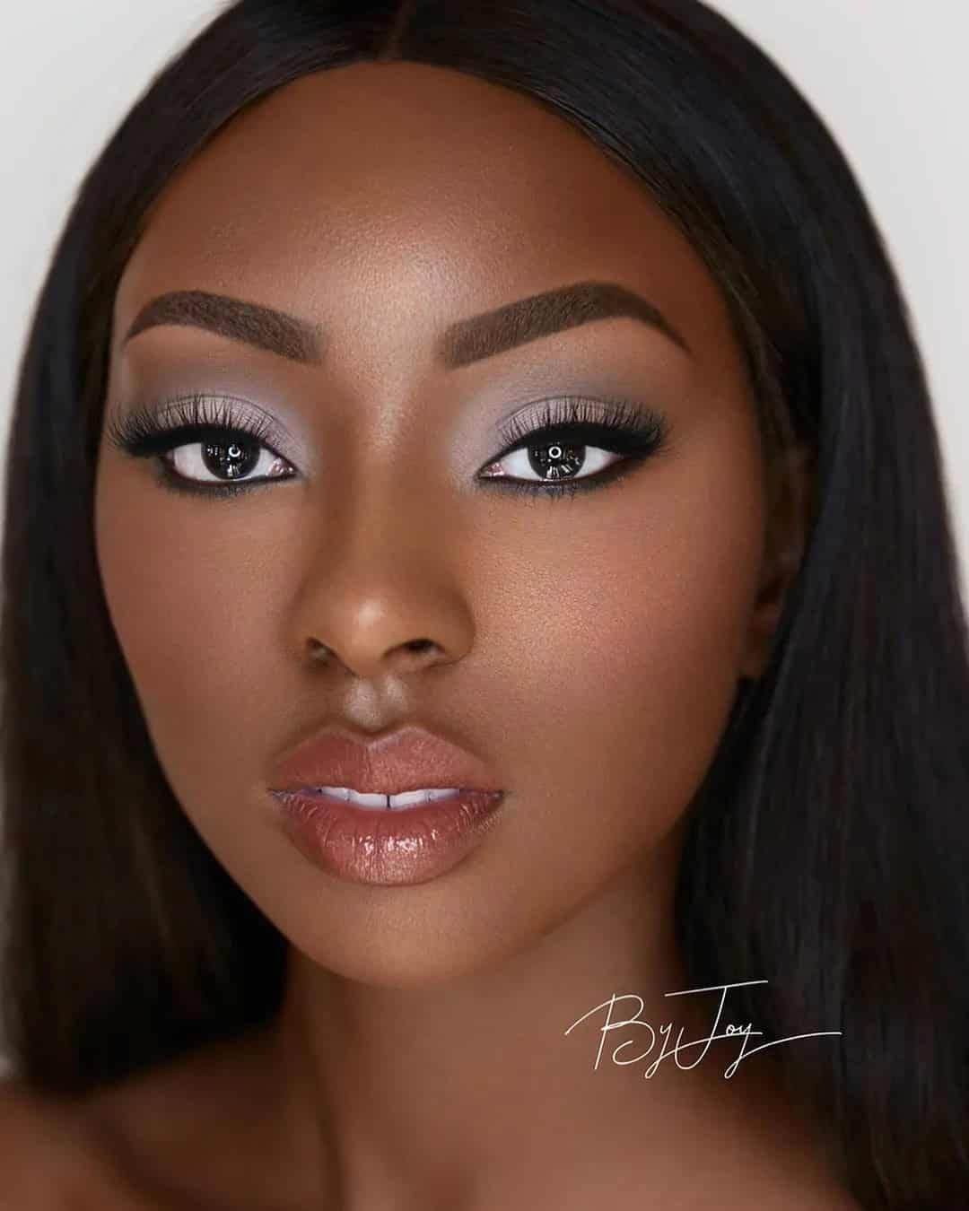 Black Bride Makeup Ideas With Long Lashes