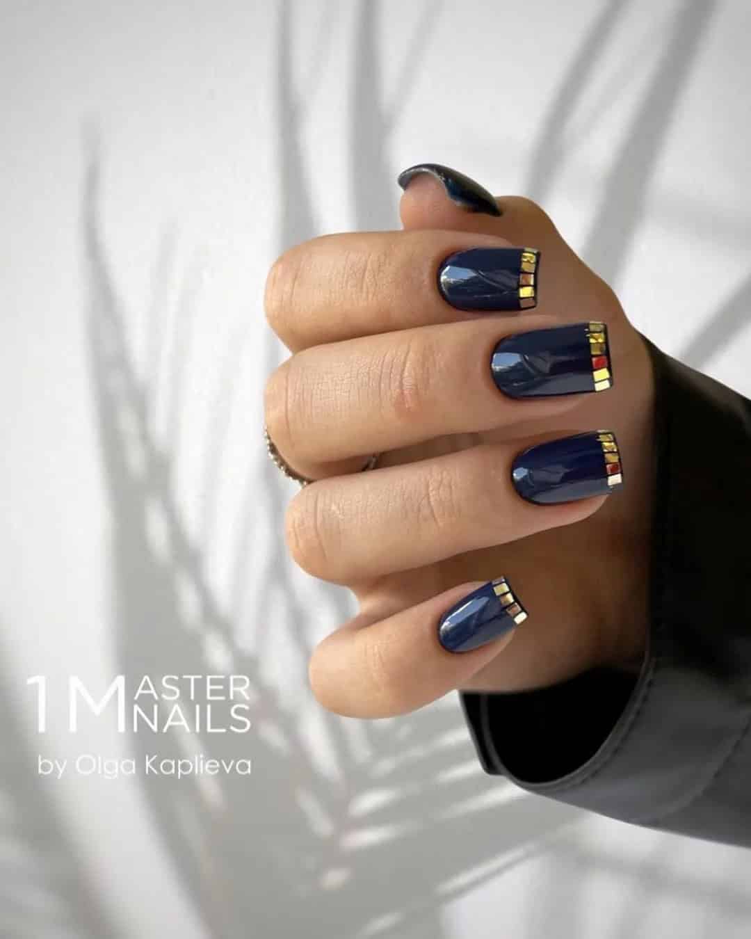 Blue and Gold Nails