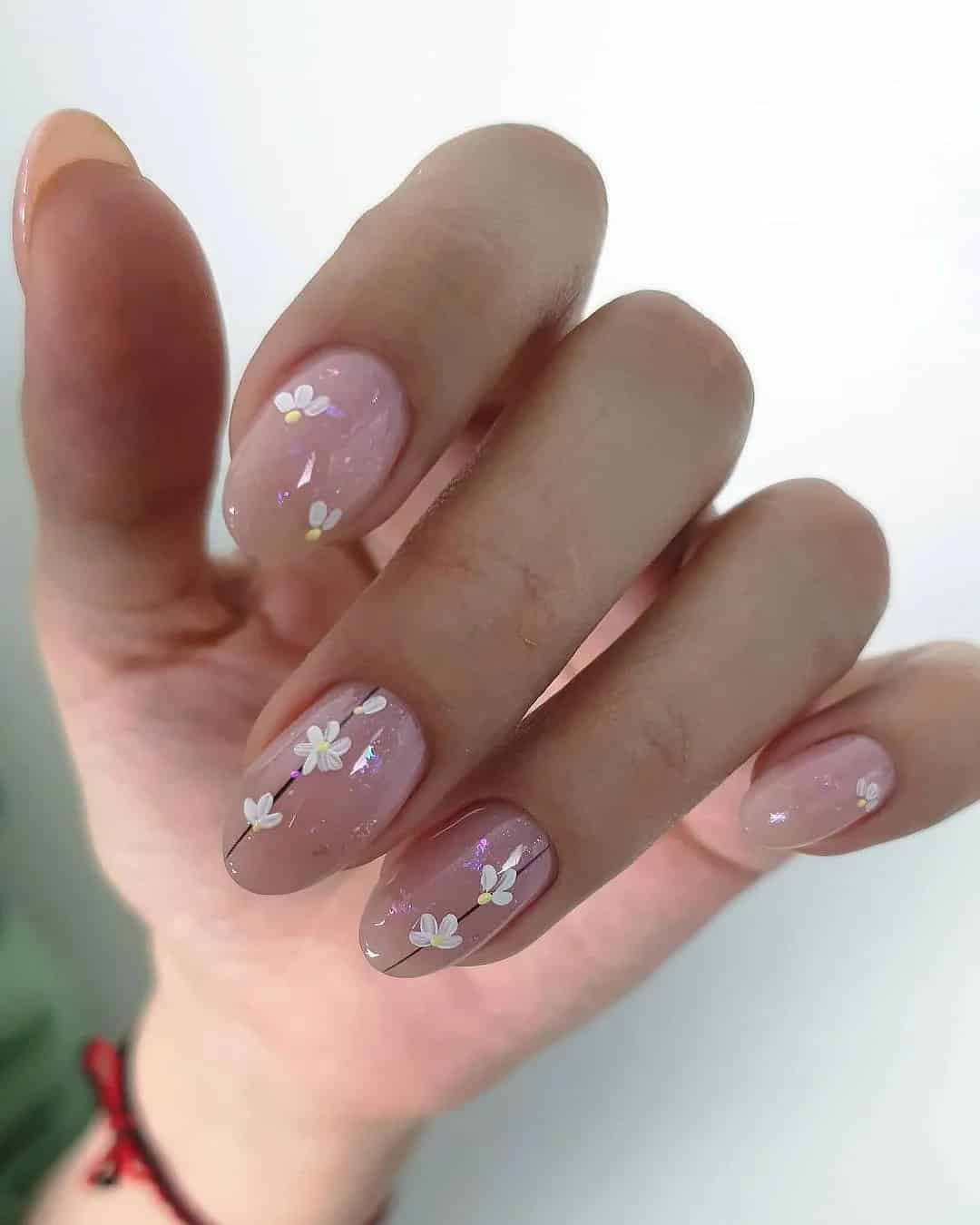 Cute Pink and White Nails