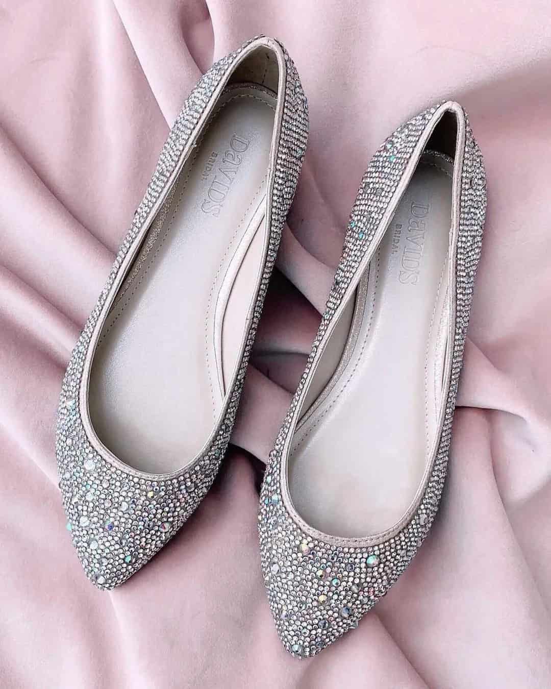 Silver Flat Shoes For Wedding