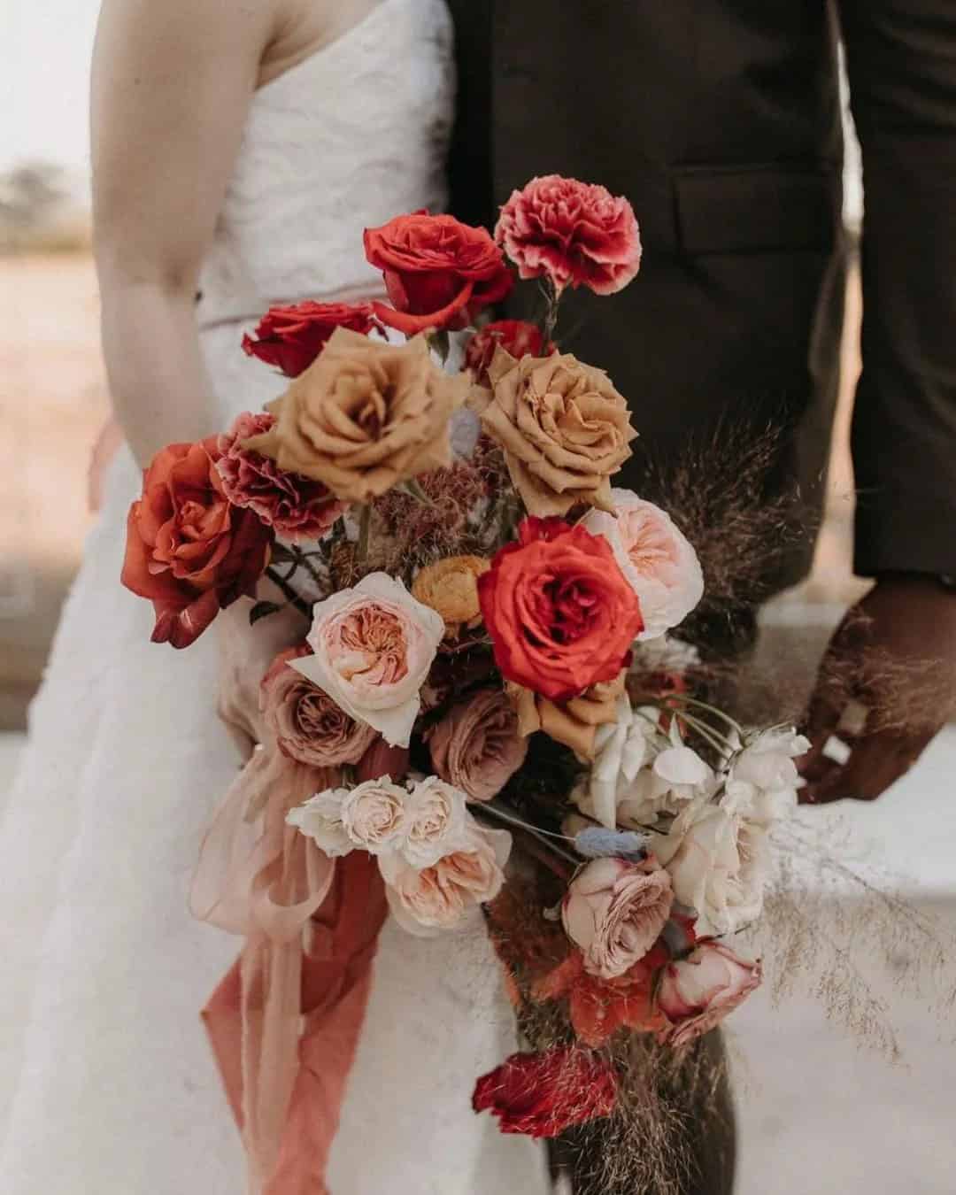 Cascading Rust Wedding Bouquets