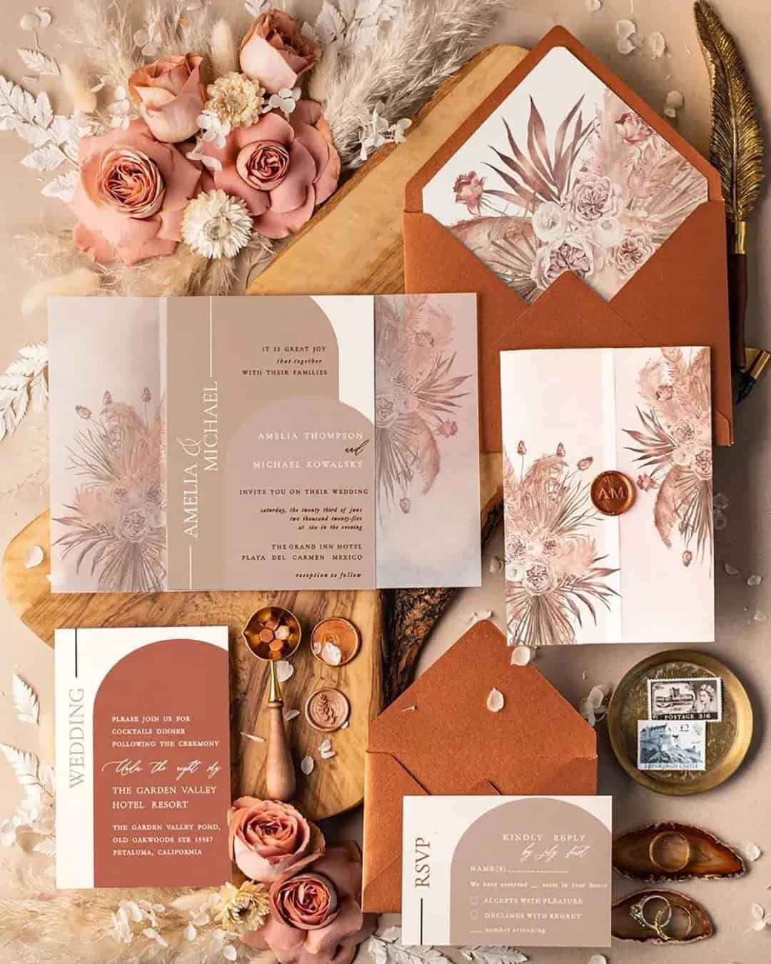 Beautiful Rust Wedding Invitations