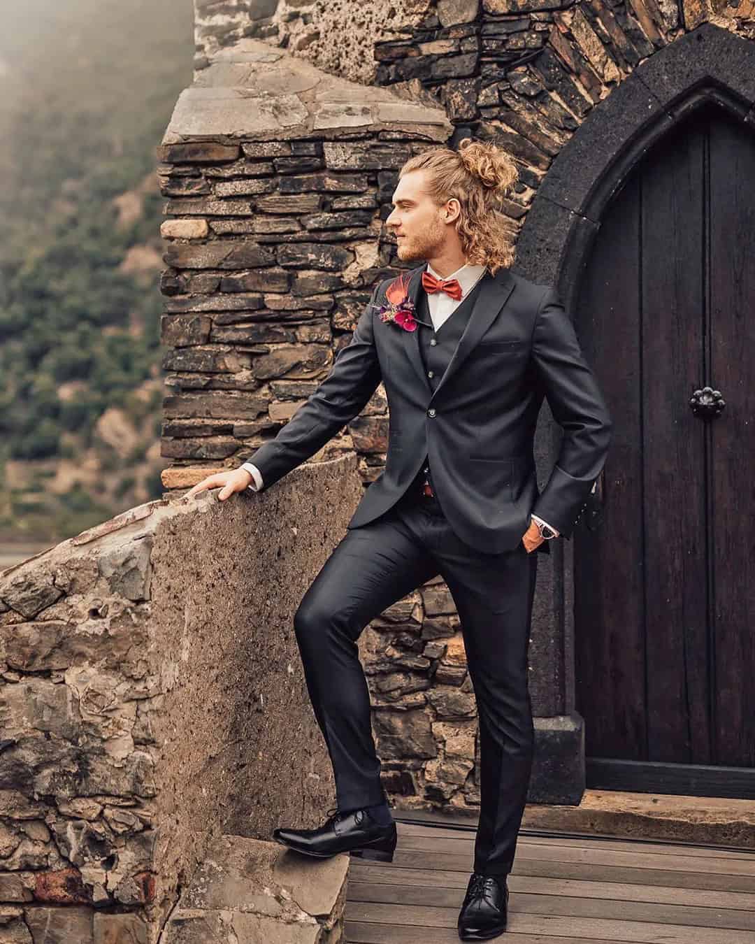 Black And Red Suit For Wedding