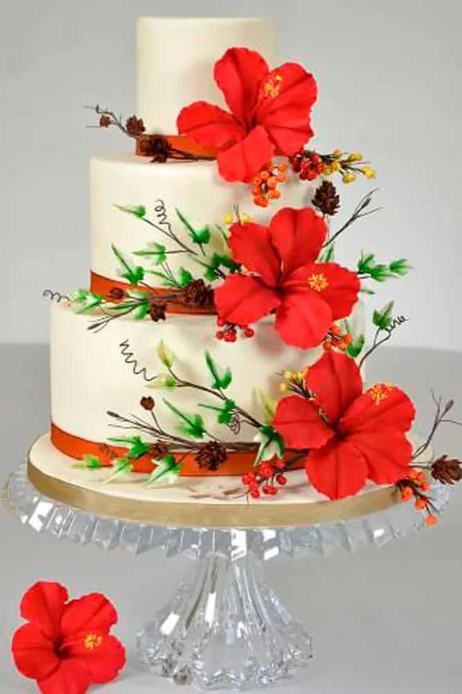 White Cakes With Colorful Flowers