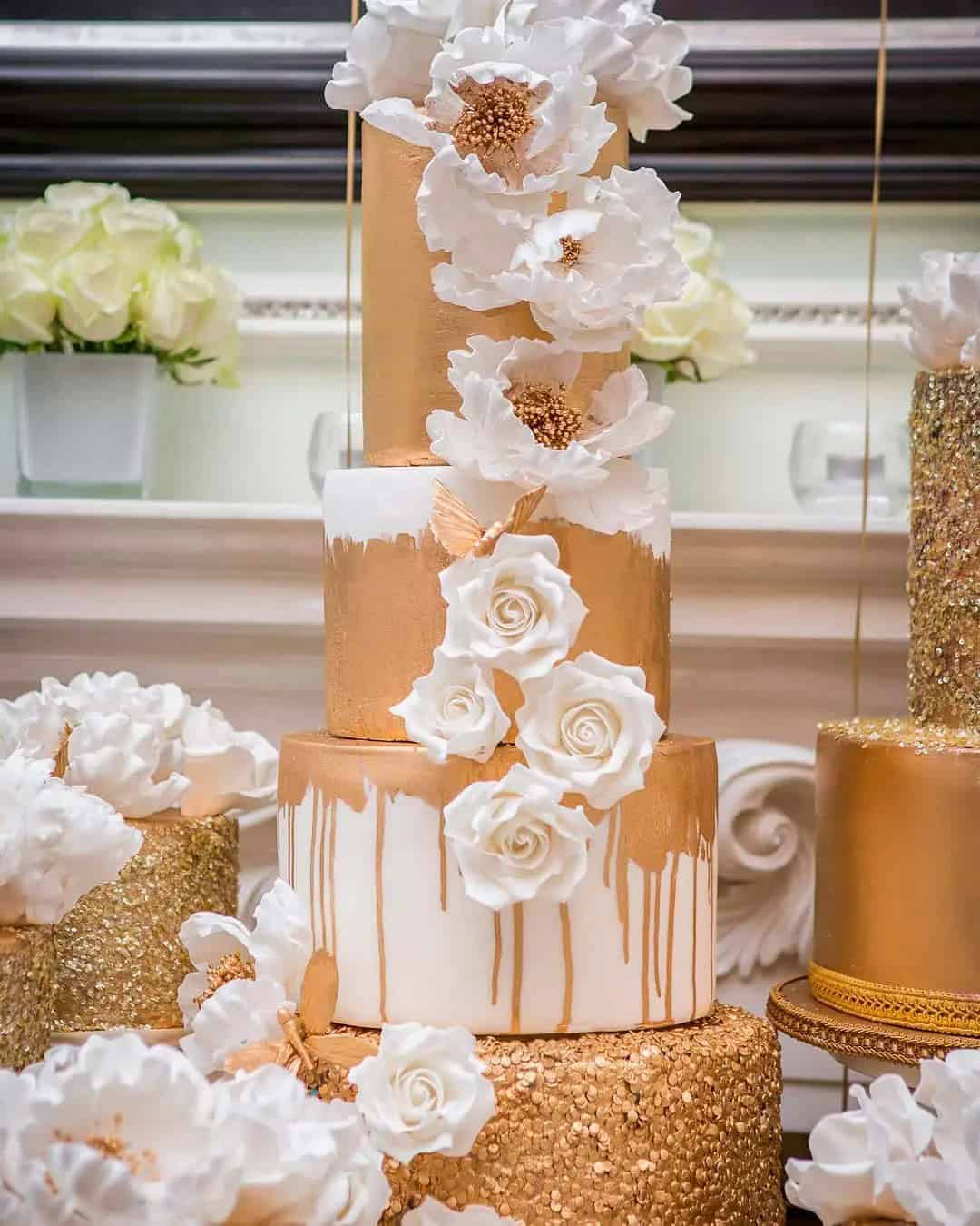 Gold Drip Wedding Cakes