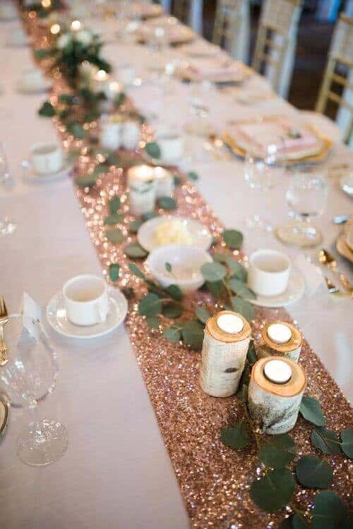 Rose gold table runner