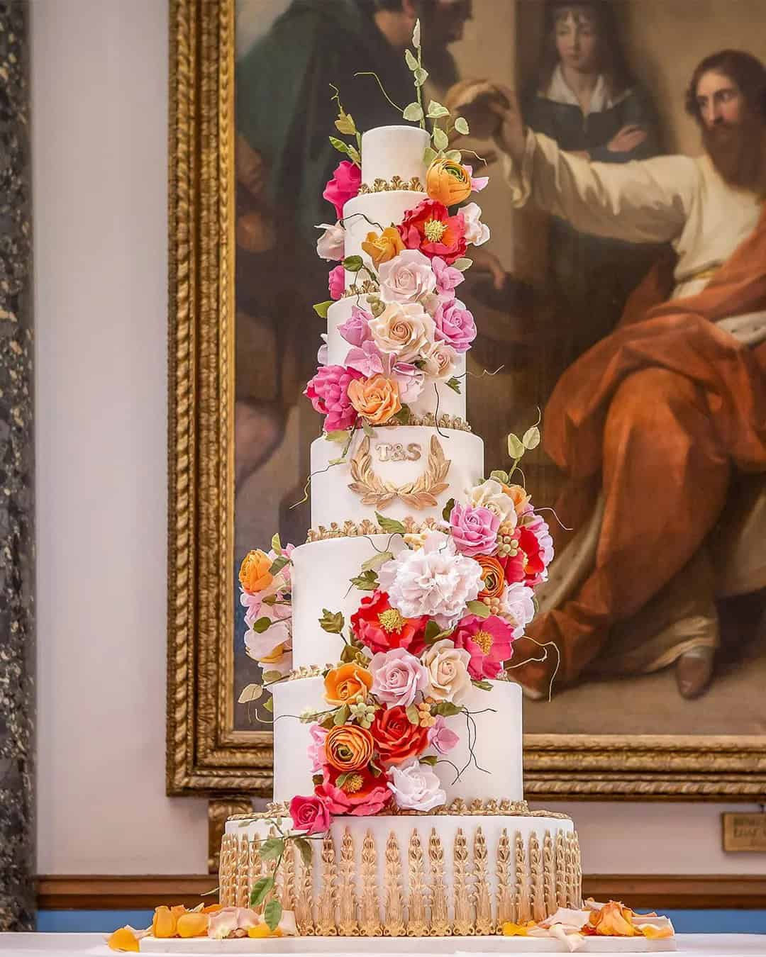 Flower Cascade On The Cake