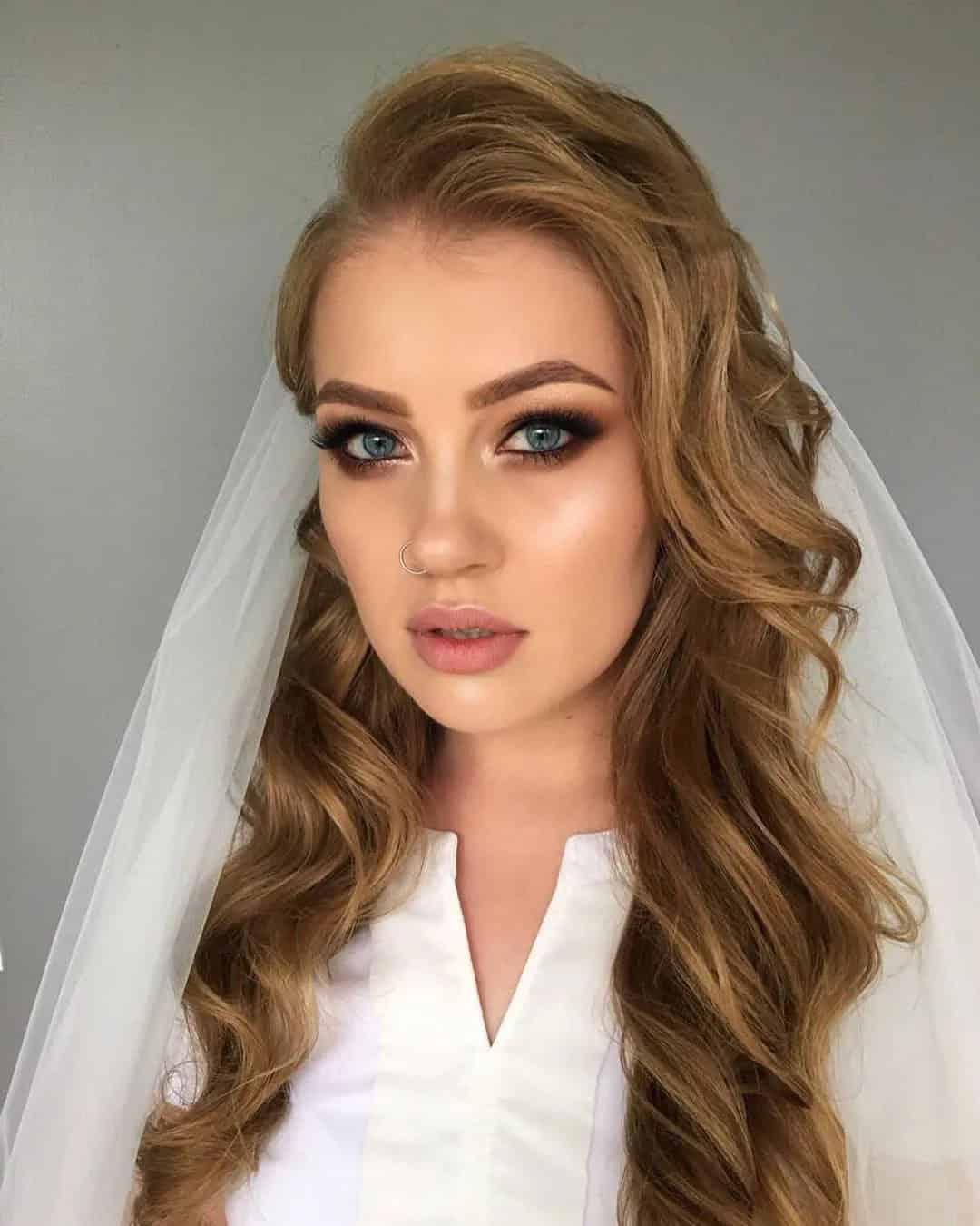 Half Up Half Down Wedding Hairstyles with Veil