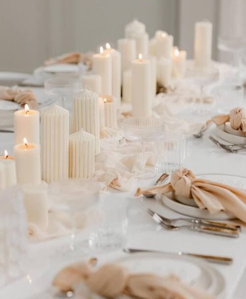 A variety of cream candles