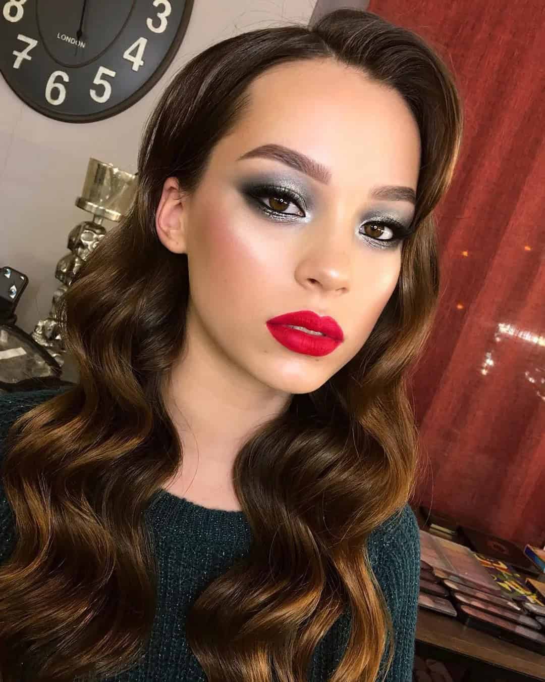 Smokey Eyes and Red Lips