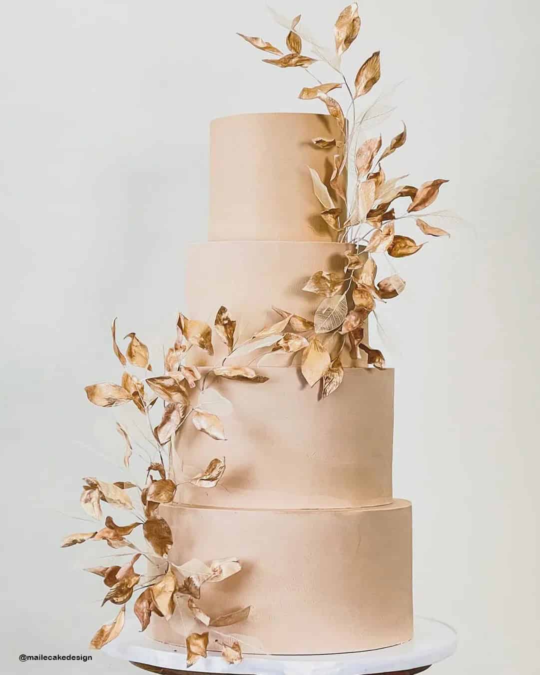 Fall Cakes with Edible Leaves