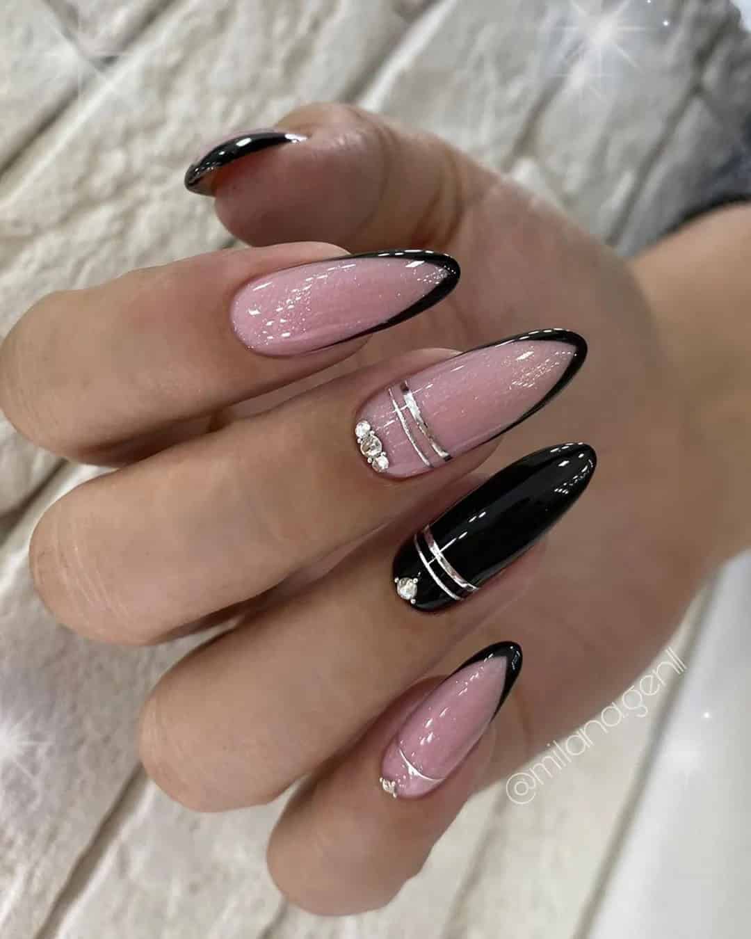 Classy Wedding Nails In Black