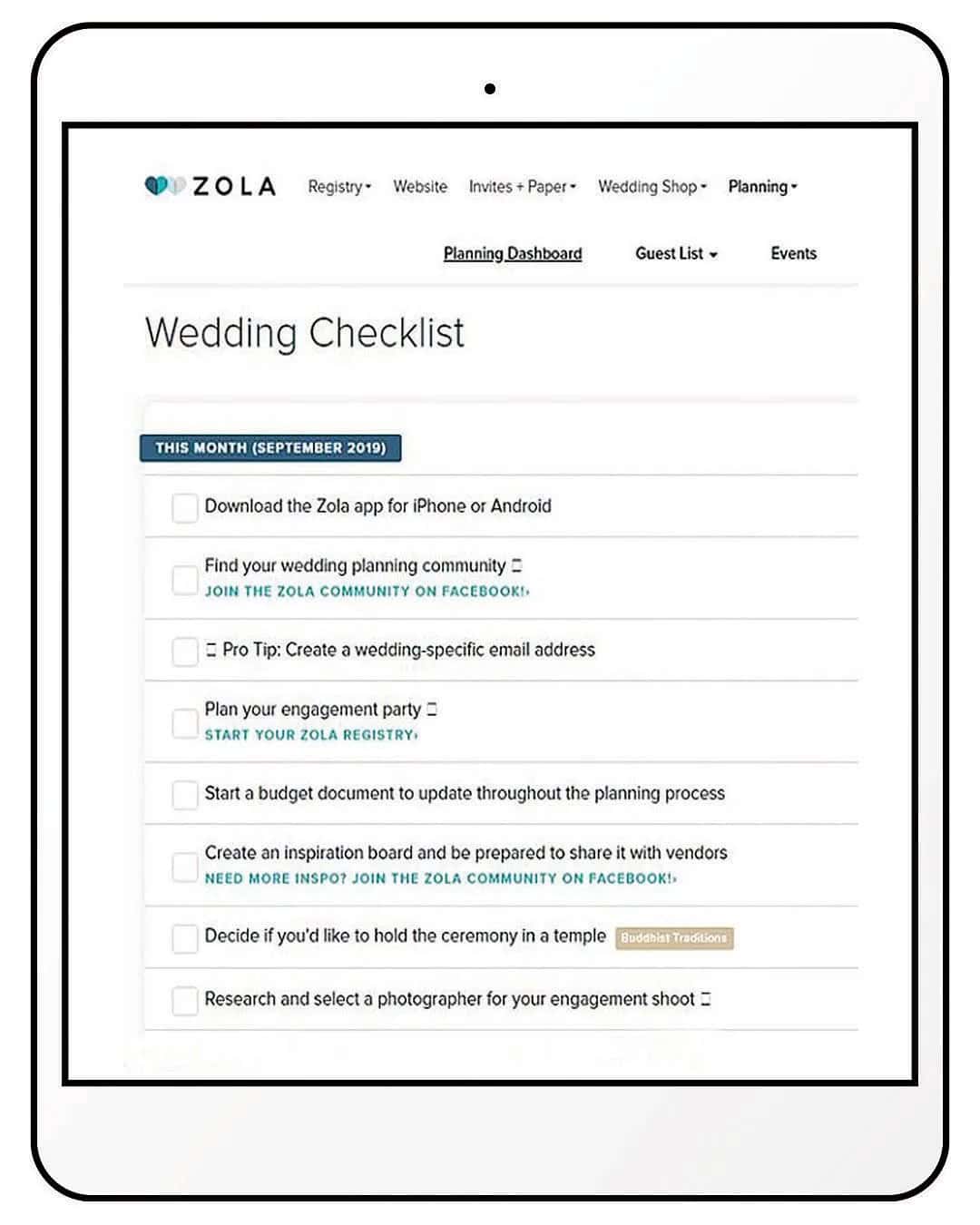 Wedding Checklist by Zola