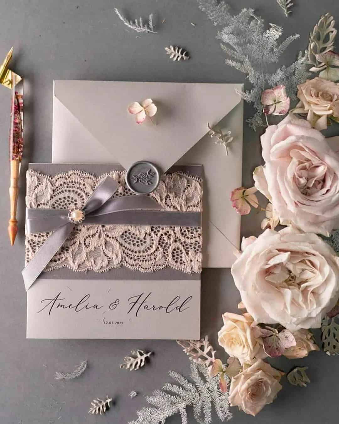 DIY lace wedding invitations